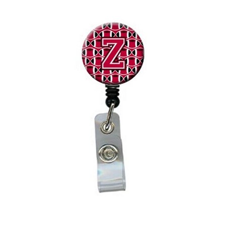 Carolines Treasures Letter Z Football Crimson and White Retractable Badge Reel CJ1079-ZBR
